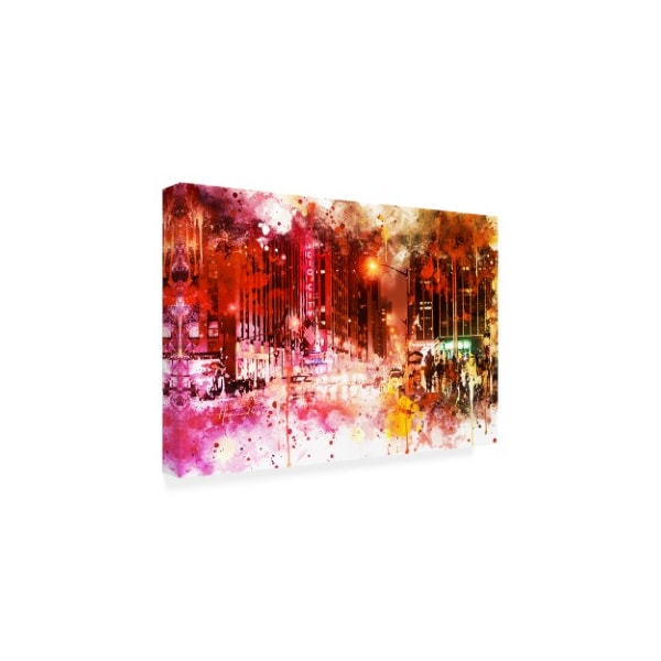 Philippe Hugonnard 'NYC Watercolor Collection - Red Night' Canvas Art,16x24
